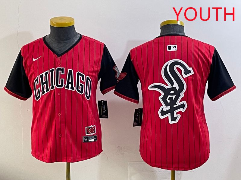 Youth Chicago White Sox Blank Red Stripe Joint Name Nike 2025 MLB Jersey style 22->youth mlb jersey->Youth Jersey